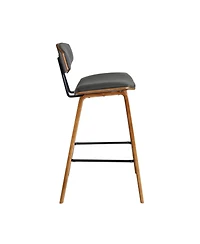 HomeRoots 29" Faux Leather and Iron Low Back Bar Height Bar Chair