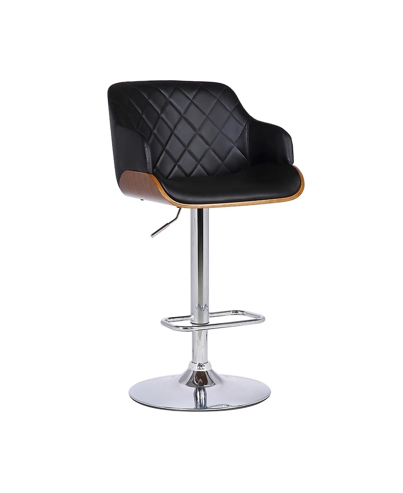 HomeRoots 25" Faux Leather and Iron Swivel Low Back Adjustable Height Bar Chair