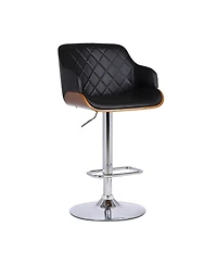 HomeRoots 25" Faux Leather and Iron Swivel Low Back Adjustable Height Bar Chair