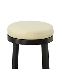 HomeRoots Set of Two 30" Faux Leather and Solid Wood Backless Bar Height Swivel Bar Chairs