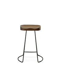 HomeRoots Set of Two 25" Solid Wood and Steel Backless Counter Height Bar Chairs