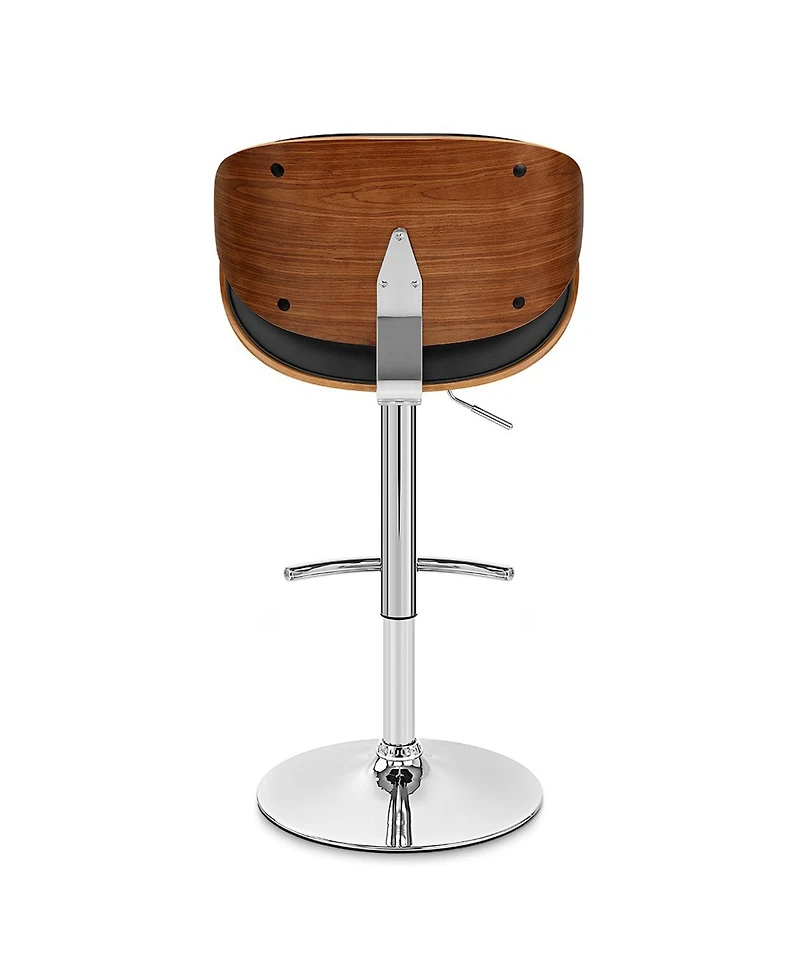 HomeRoots 25" Faux Leather and Solid Wood Swivel Low Back Adjustable Height Bar Chair