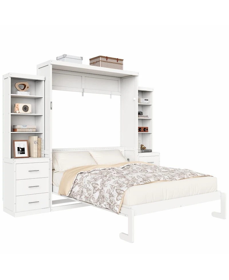 Streamdale Furniture Full Size Murphy Bed with Storage Shelves and Drawers