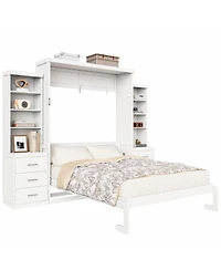 Streamdale Furniture Full Size Murphy Bed with Storage Shelves and Drawers