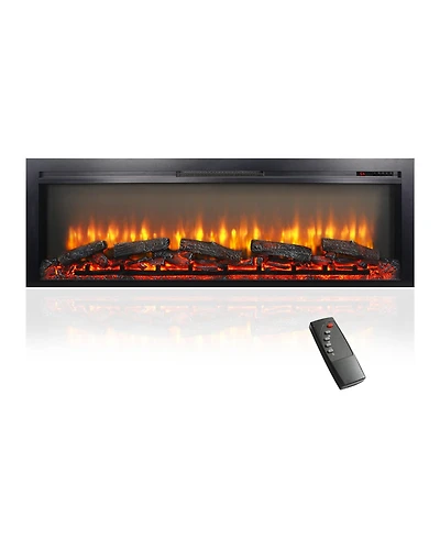 Mondawe 54 Inch In Wall Recessed Electric Fireplace With Remote And Multi Color Flame And Emberbed