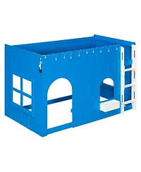 Streamdale Furniture Twin Size Kids Loft Bed with Warm Led Light String