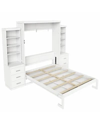 Streamdale Furniture Queen Size Murphy Bed with Storage Shelves and Drawers