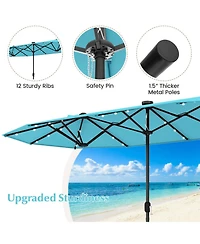 Sugift 13feet Double-Sided Patio Umbrella with Solar Lights for Garden Pool Backyard