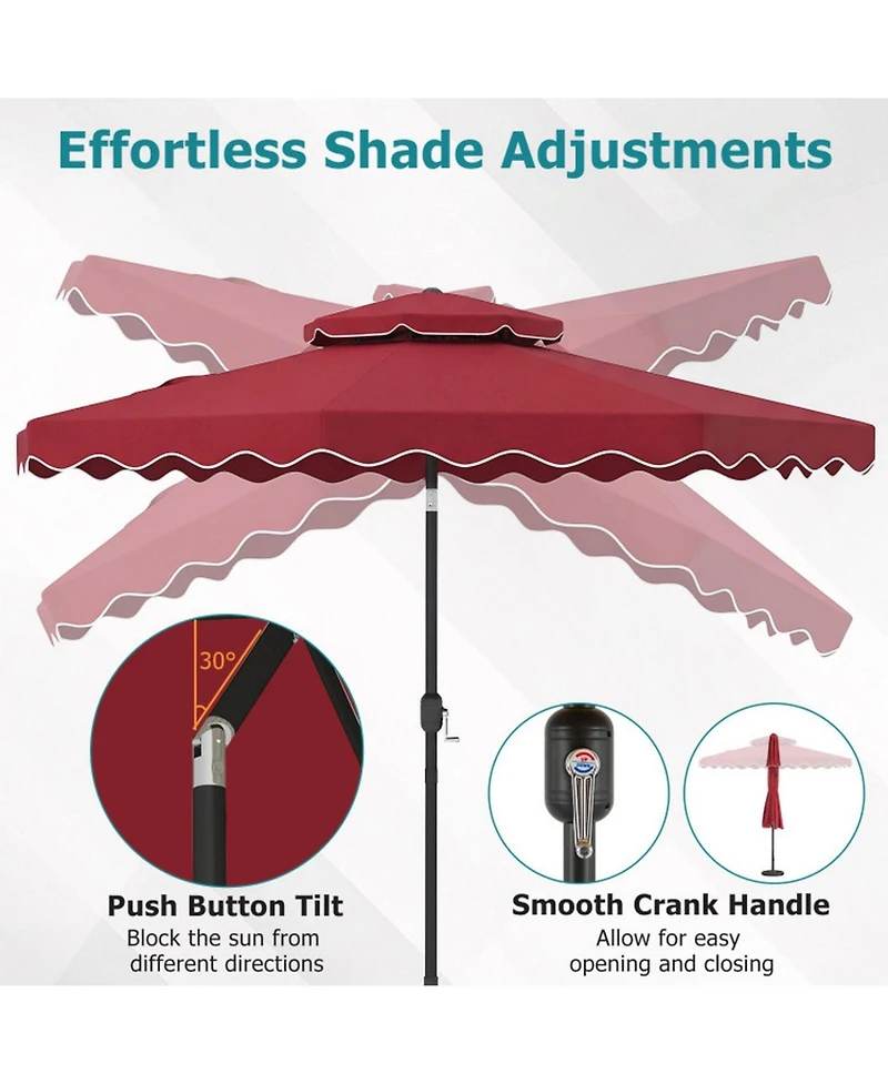 Sugift 9 ft Patio Umbrella with Push Button Tilt and Crank