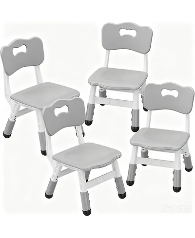 homfan 4 Pack Adjustable Height Kids Plastic Chairs Set