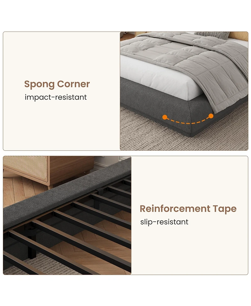 homfan Cloud platform bed Frame with Upholstered, No Box Spring Needed, Easy Assembly, Noise-FreeThis wrapped base