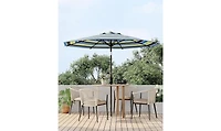 homfan 9 Feet Patio Umbrella, Outdoor Market Umbrella with Push Button Tilt and Crank, 8-Rib Iron Frame, striped