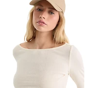 Good American Women's Boat-Neck Long-Sleeve Top