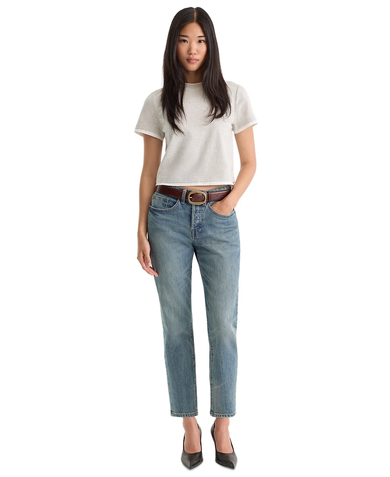 Good American Women's Crewneck Short-Sleeve Cotton Top