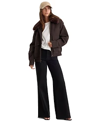 Good American Petite High-Rise Wide-Leg Ankle Pants