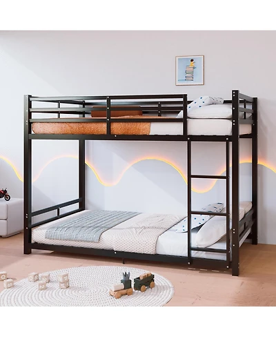 Streamdale Furniture Twin Over Twin Metal Bunk Bed with Ladder and Guardrails