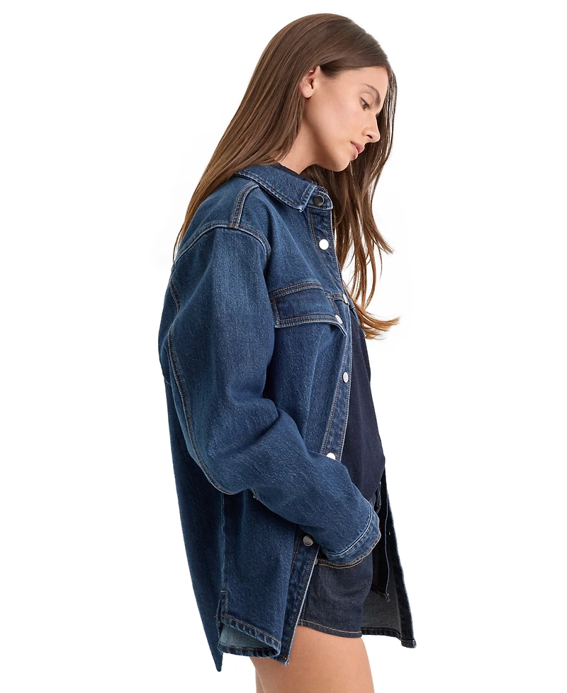 Good American Women's Collared Long-Sleeve Button-Front Top