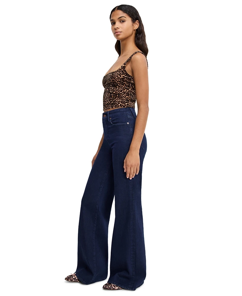 Good American Petite High-Rise Wide-Leg Ankle Jeans