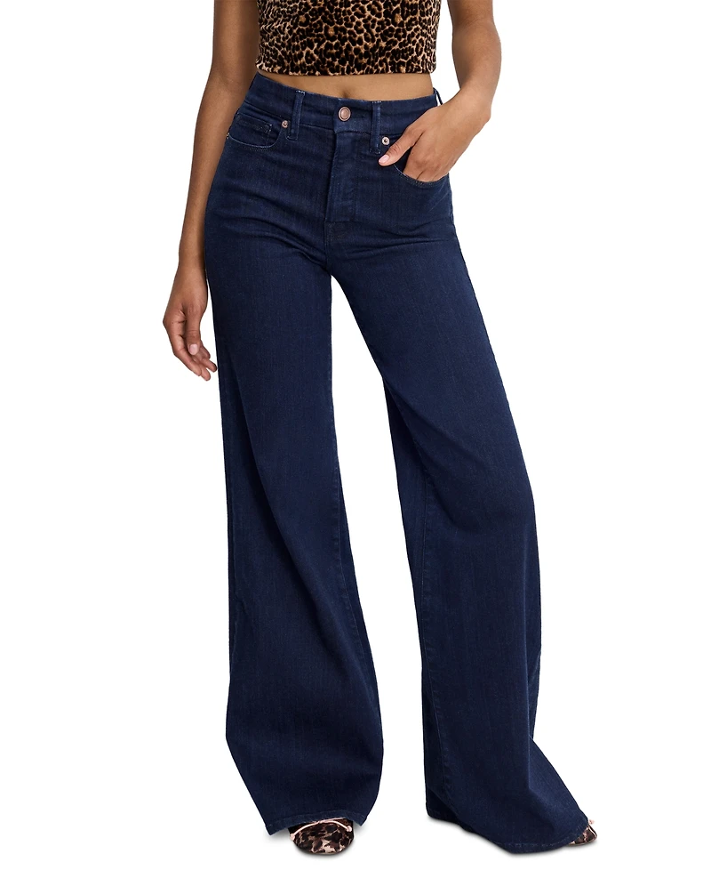 Good American Petite High-Rise Wide-Leg Ankle Jeans