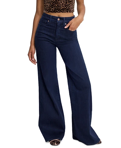 Good American Petite High-Rise Wide-Leg Ankle Jeans