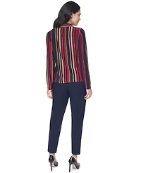 Tommy Hilfiger Women's Long-Sleeve Striped Knit Button-Up Top