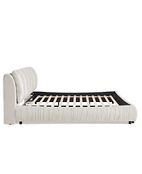 Streamdale Furniture King Size Upholstered Bed Frame, Modern Minimalist Velvet Bed with Plump Headboard