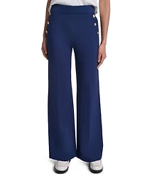 Karl Lagerfeld Paris Women's Side-Button Wide-Leg Ponte Pants