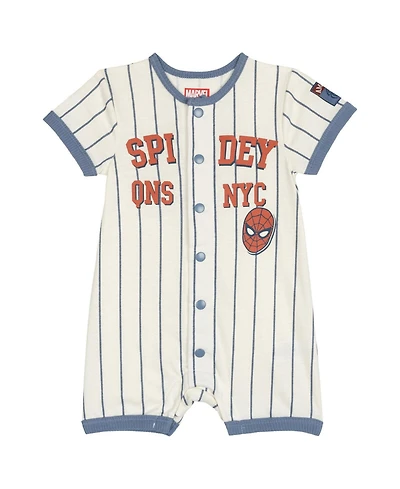 Spider-Man Baby Boys' ( 0-23 to 24 M ) Avengers Baseball One Piece Romper