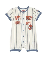 Spider-Man Baby Boys' ( 0-23 to 24 M ) Avengers Baseball One Piece Romper