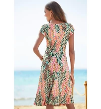Lascana Women's Ruched V-Neck Dress