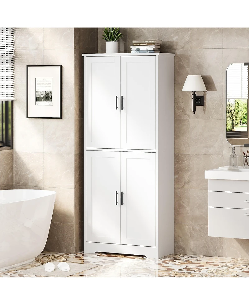 homfan Kitchen Pantry Cabinet 70" Tall Storage with Doors and Adjustable Shelves, Freestanding Cupboard for Living Room and Dining Room