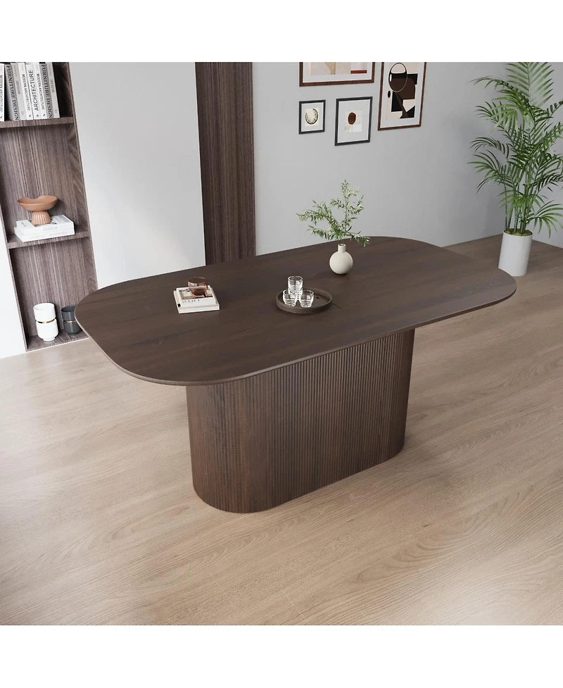 Streamdale Furniture 63" Mdf Dining Table with Vertical Striped Legs, Seats 4-8