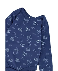 Deux par Baby Boy ( 3M to 24 M ) Cotton Onesie with Overalls Set Printed Transportation