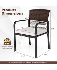Gymax Outdoor Dining Chairs Set of 4 With Sturdy Metal Frame and Sponge Padded Cushion