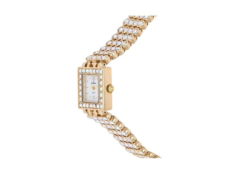 Peugeot Women's 14K Gold-Plated Jeweled Watch with Four Strands of Genuine Swarovski Crystals