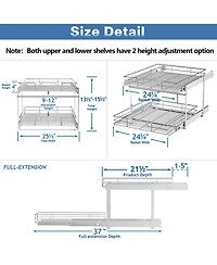 Lovmor 2 Tier Individual Pull Out Cabinet Organizer Slide Kitchen Storage Sliding Shelves