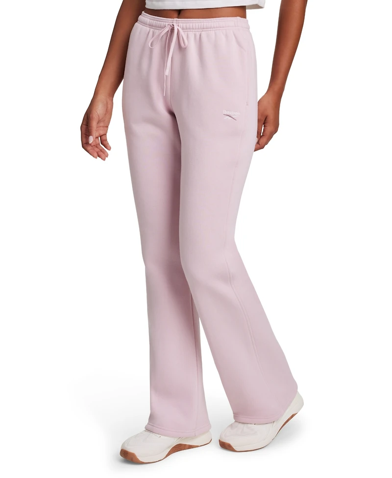 Reebok Women's Small Logo Mid-Rise Flare Pants