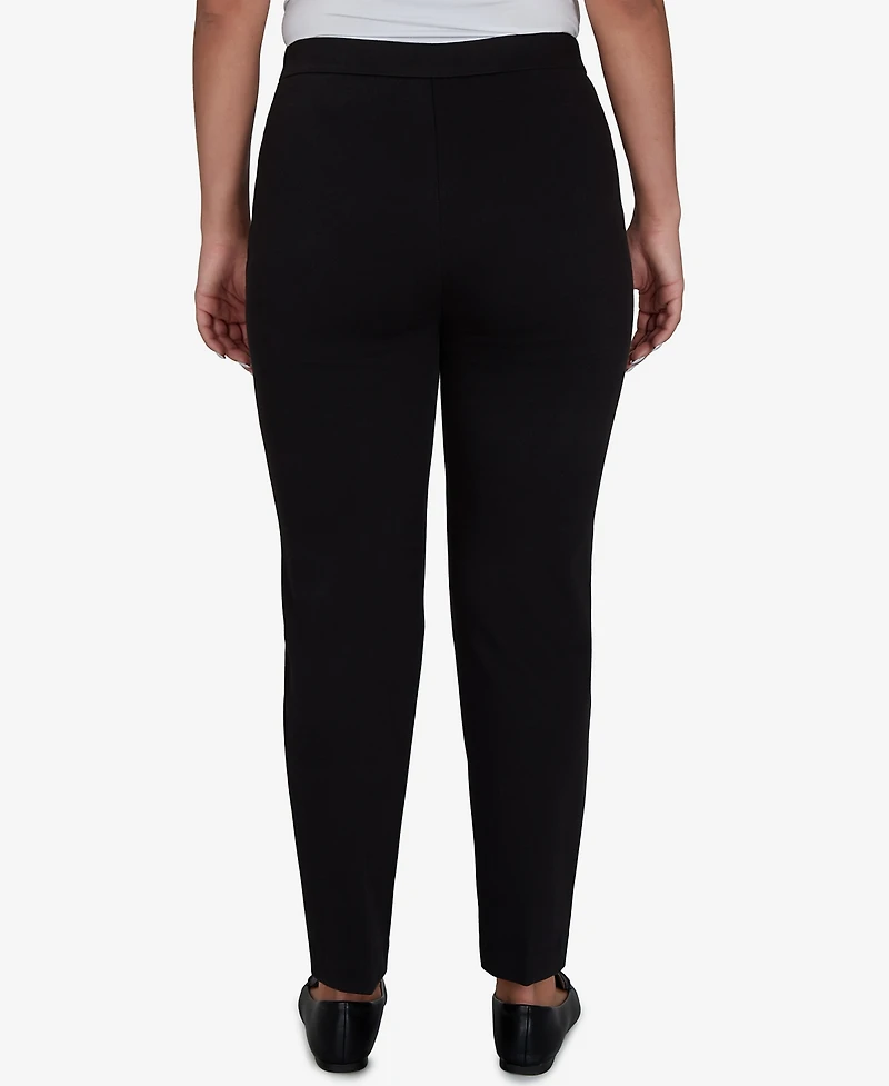 Alfred Dunner Women's Travel Advisory Black Knit Twill Pants