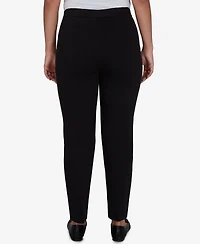 Alfred Dunner Women's Travel Advisory Black Knit Twill Pants
