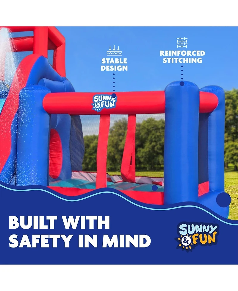 Sunny & Fun Inflatable Water Slide with Bounce House & Splash Pool
