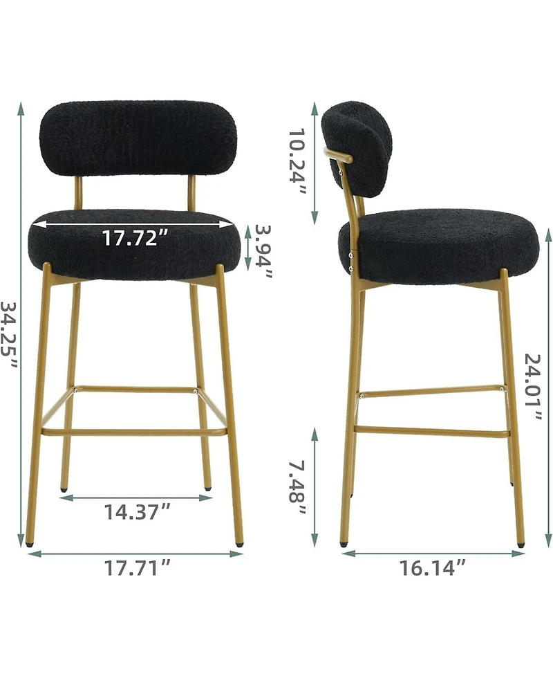 Dyhome 24" Bar Stools Set of 2, Counter Height Chairs