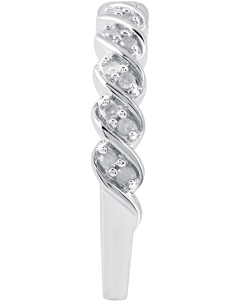 Diamond Diagonal Ring (1/6 ct. t.w.) Sterling Silver