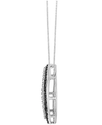 Black Diamond Open Teardrop 18" Pendant Necklace (1/6 ct. t.w.) in Sterling Silver