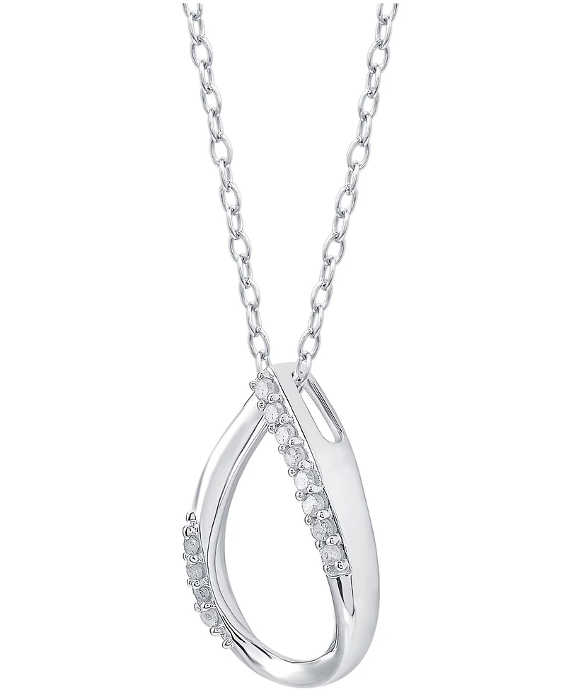 Diamond Open Teardrop 18" Pendant Necklace (1/10 ct. t.w.) in Sterling Silver