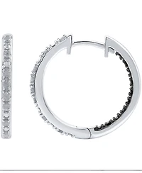 White Diamond (1/6 ct. t.w.) & Black Diamond (1/10 ct. t.w.) In & Out Small Hoop Earrings in Sterling Silver