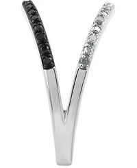 Black Diamond (1/10 ct. t.w.) & White Split Ring Sterling Silver