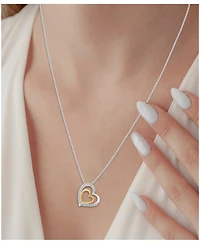 Marsala Diamond Double Heart 18" Pendant Necklace (1/4 ct. t.w.) in Sterling Silver & 14k Gold-Plate