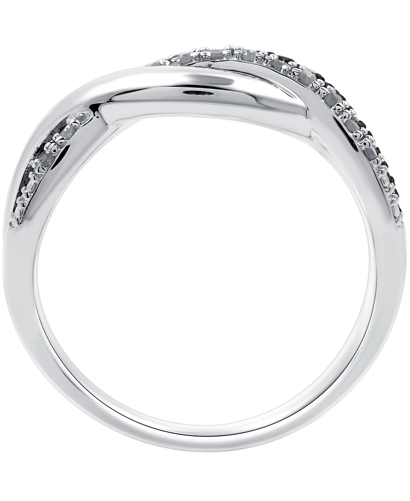 Black Diamond (1/10 ct. t.w.) & White (1/0 Twist Ring Sterling Silver