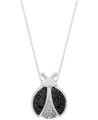 Black Diamond (1/6 ct. t.w.) & White Diamond Accent Ladybug 18" Pendant Necklace in Sterling Silver or 14k Gold-Plated Sterling Silver