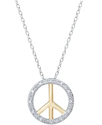 Diamond Peace Sign 18" Pendant Necklace (1/10 ct. t.w.) in Sterling Silver or Sterling Silver & 14k Gold-Plate